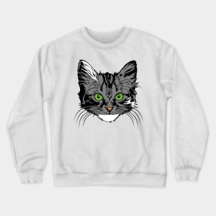 Green Eyed Grey Kitten Crewneck Sweatshirt